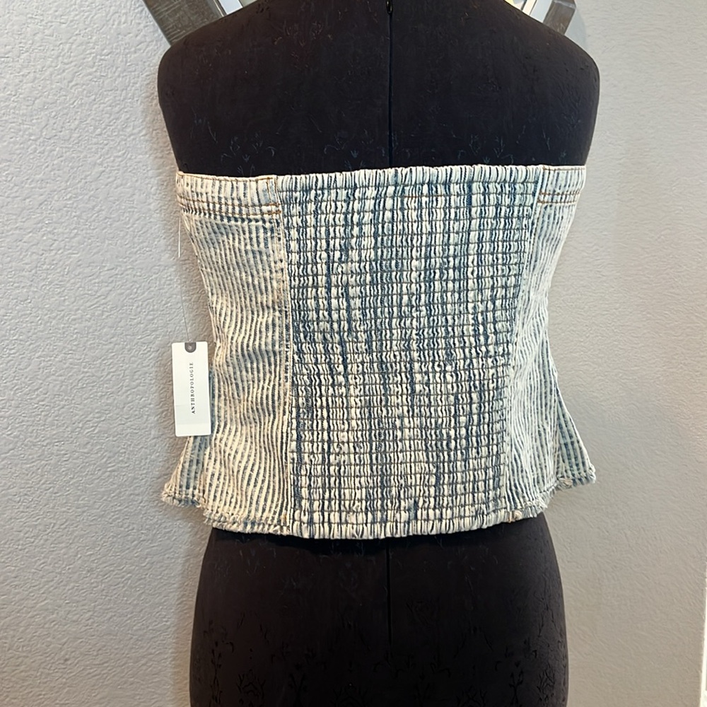 Pilcro Striped Denim Tube Top Size Medium - Picture 6 of 12